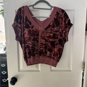NWOT Pilcro Burgundy and Pink Floral Top